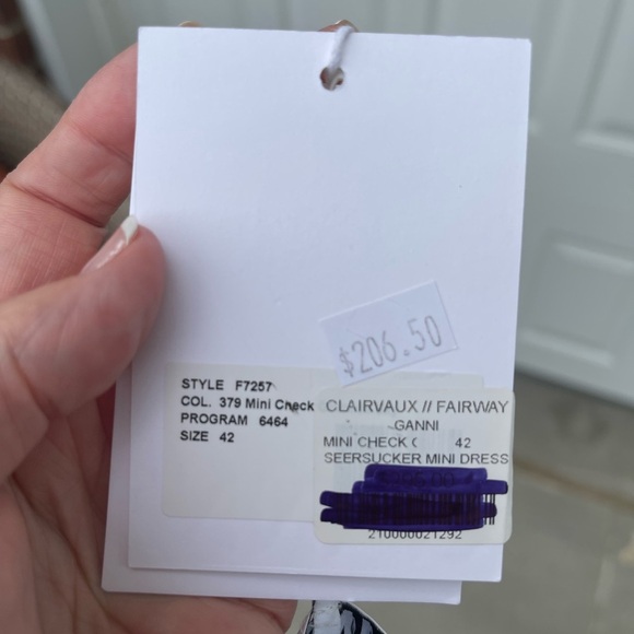 GANNI Ruched checked stretch-seersucker mini dress, Size 42 - Picture 5 of 16